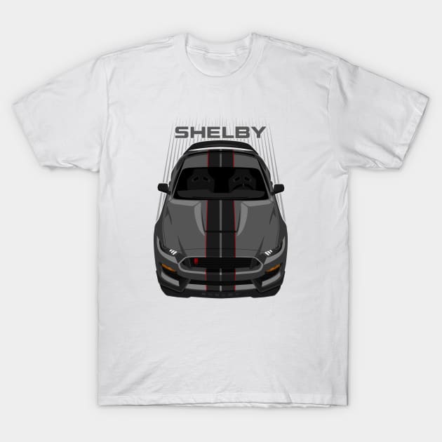 Ford Mustang Shelby GT350R 2015 - 2020 - Magnetic Grey - Black Stripes T-Shirt by V8social